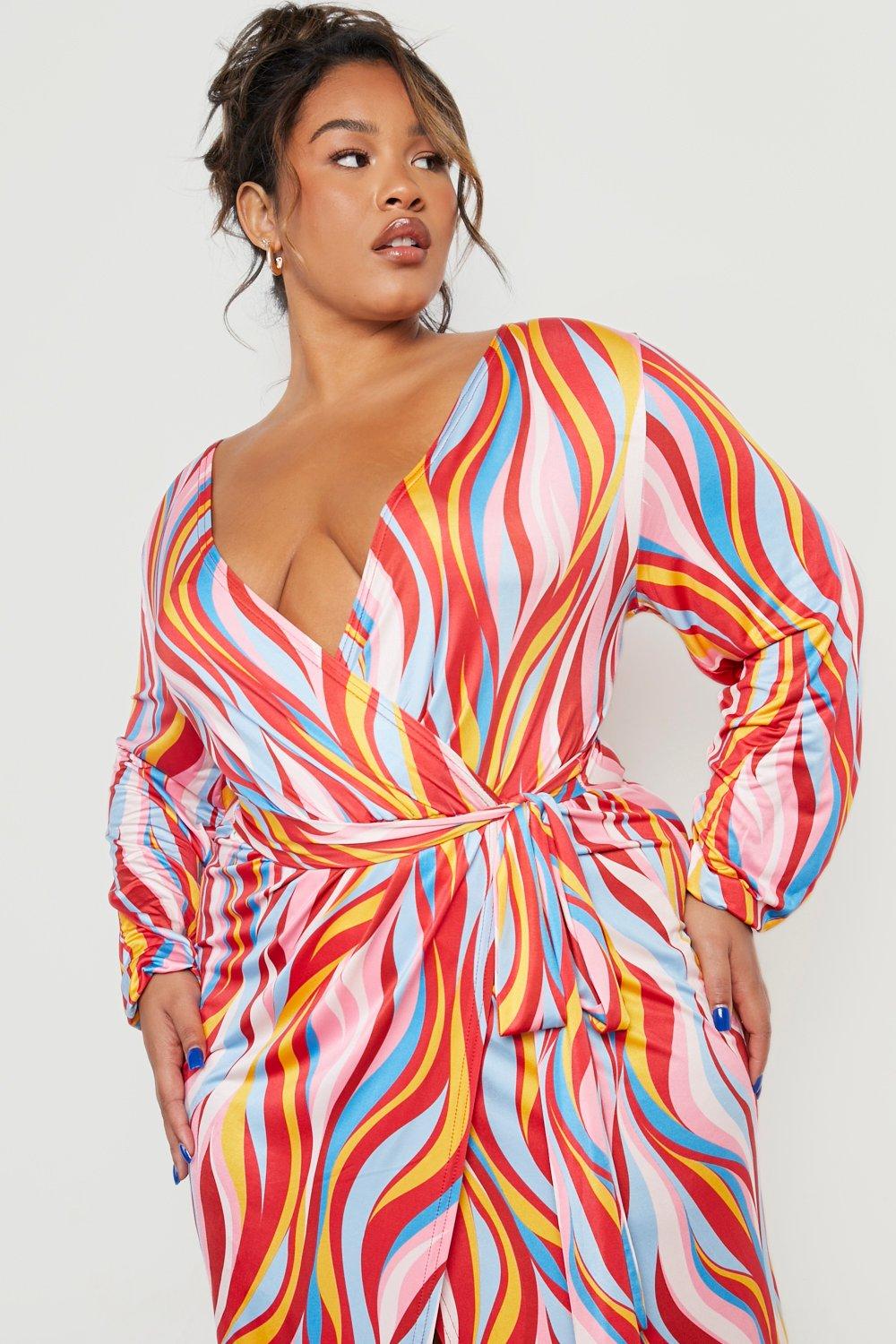 Boohoo stripe 2025 slinky midi dress