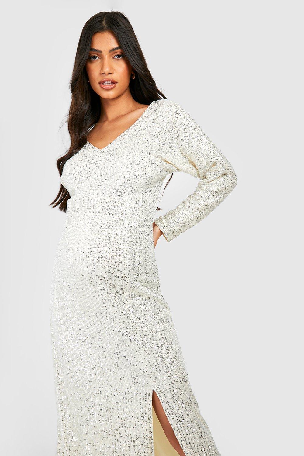 Long sleeve outlet sequin maternity dress