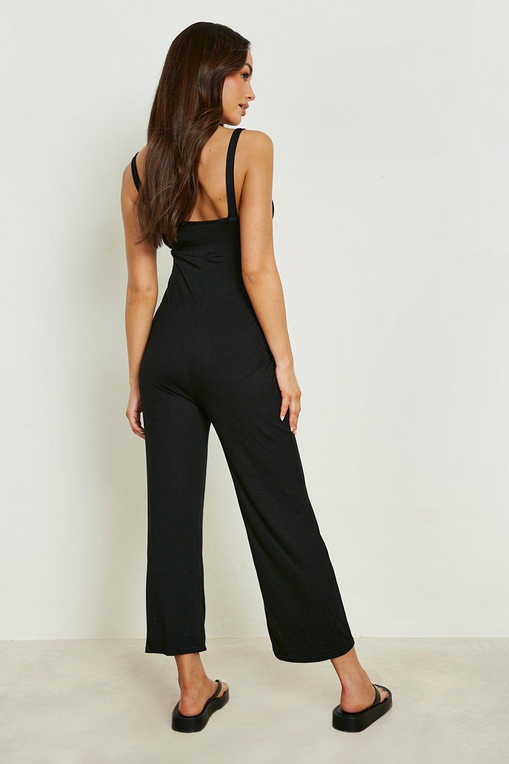 Black jumpsuit boohoo on sale