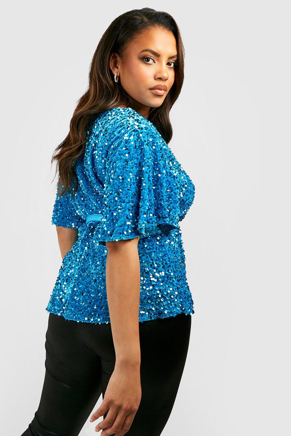 Navy blue sequin store top