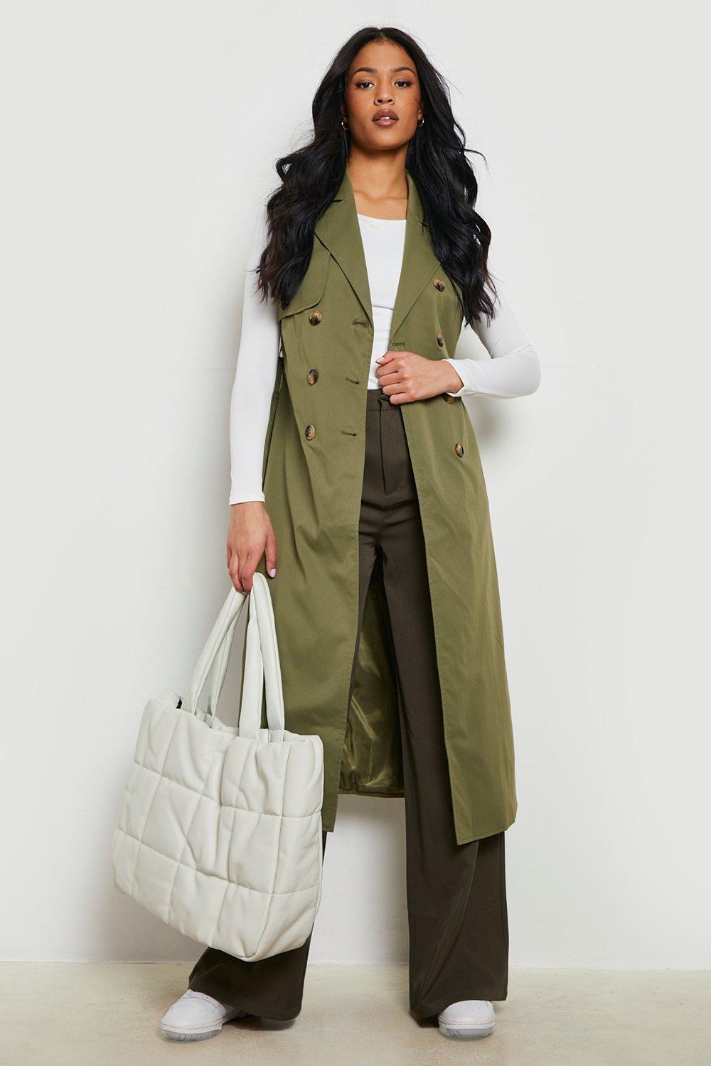 Tall Trench sans manches ceinture