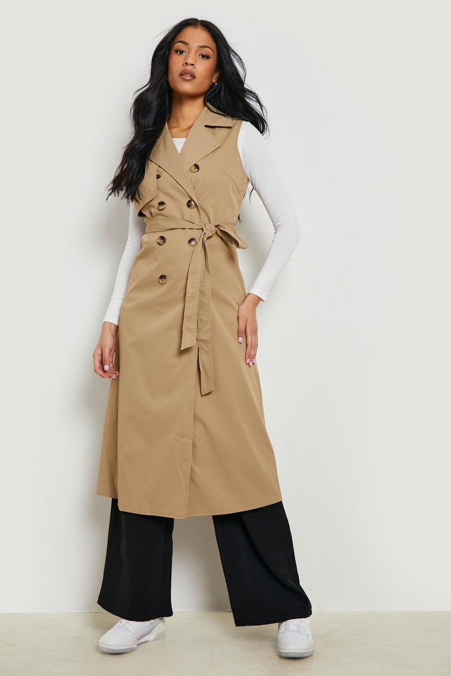 Stone beige Tall Sleeveless Belted Trench