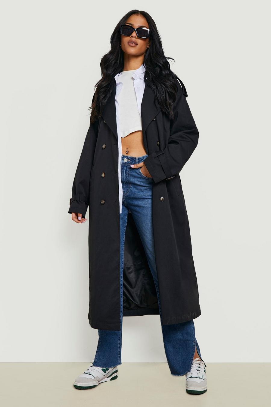 Black Tall Belted Trench Coat image number 1