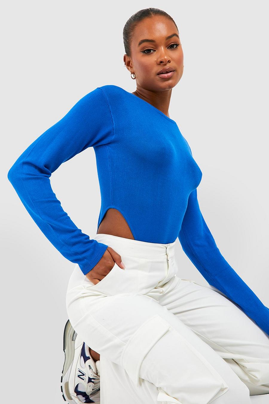 Cobalt Tall Rib Knitted Crew Neck Bodysuit image number 1