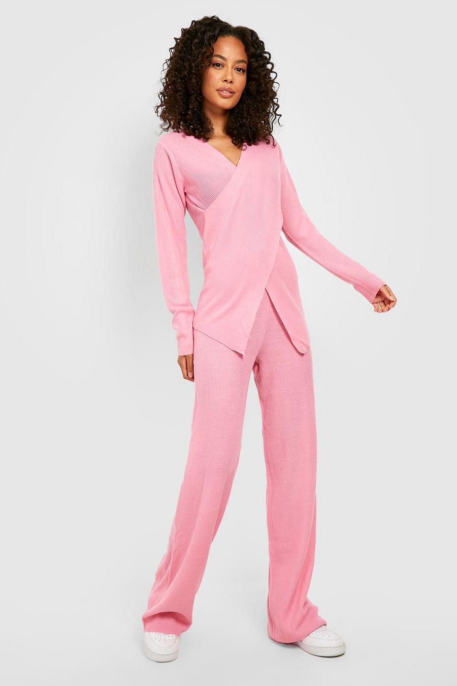 Tall Wickel-Pullover & Hose, Pink image number 1