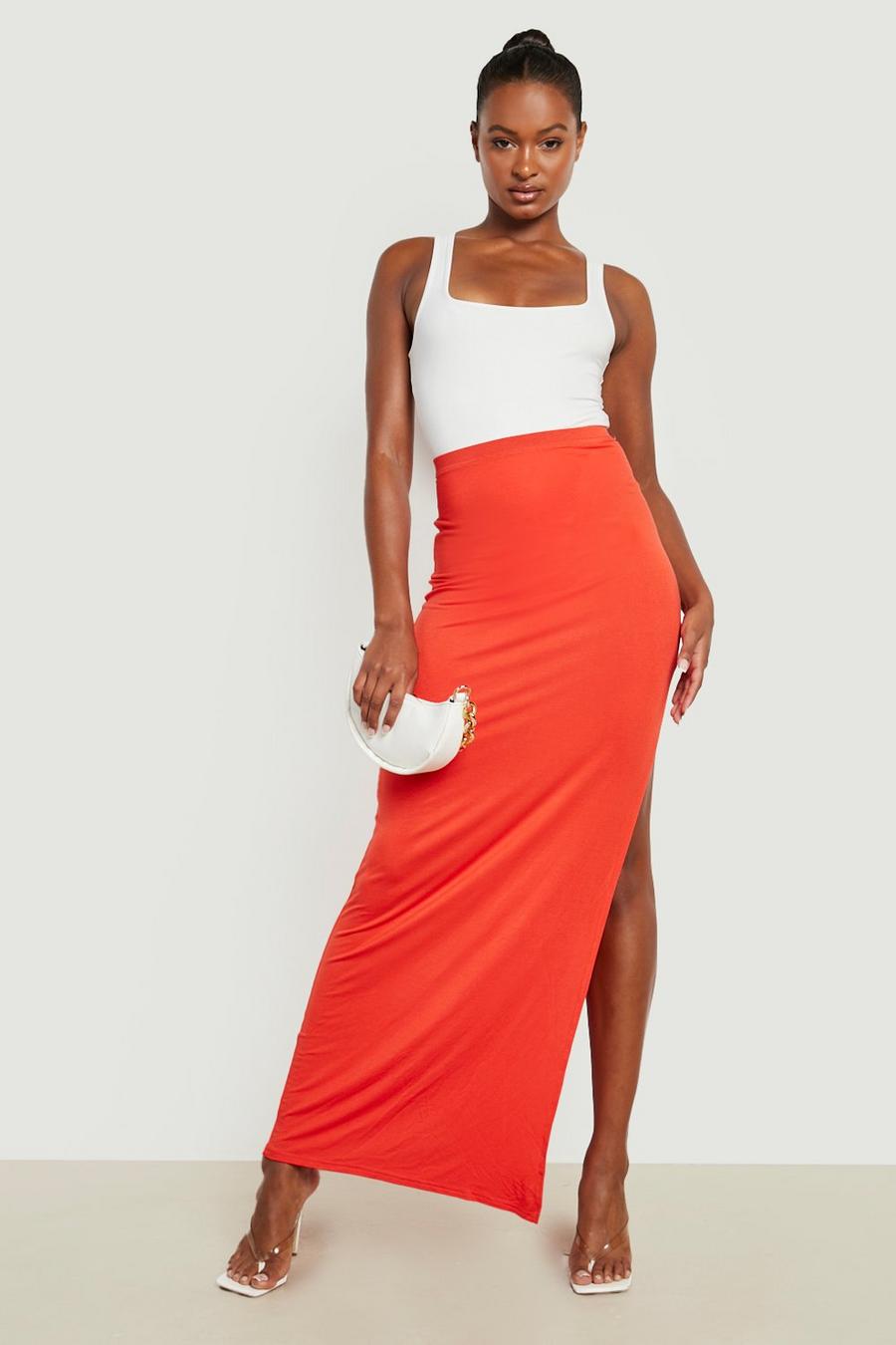 Orange Tall Side Split Maxi Skirt