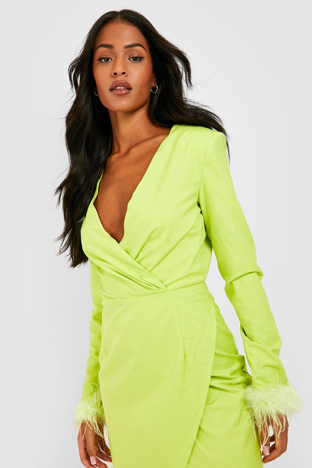 Neon green outlet wrap dress