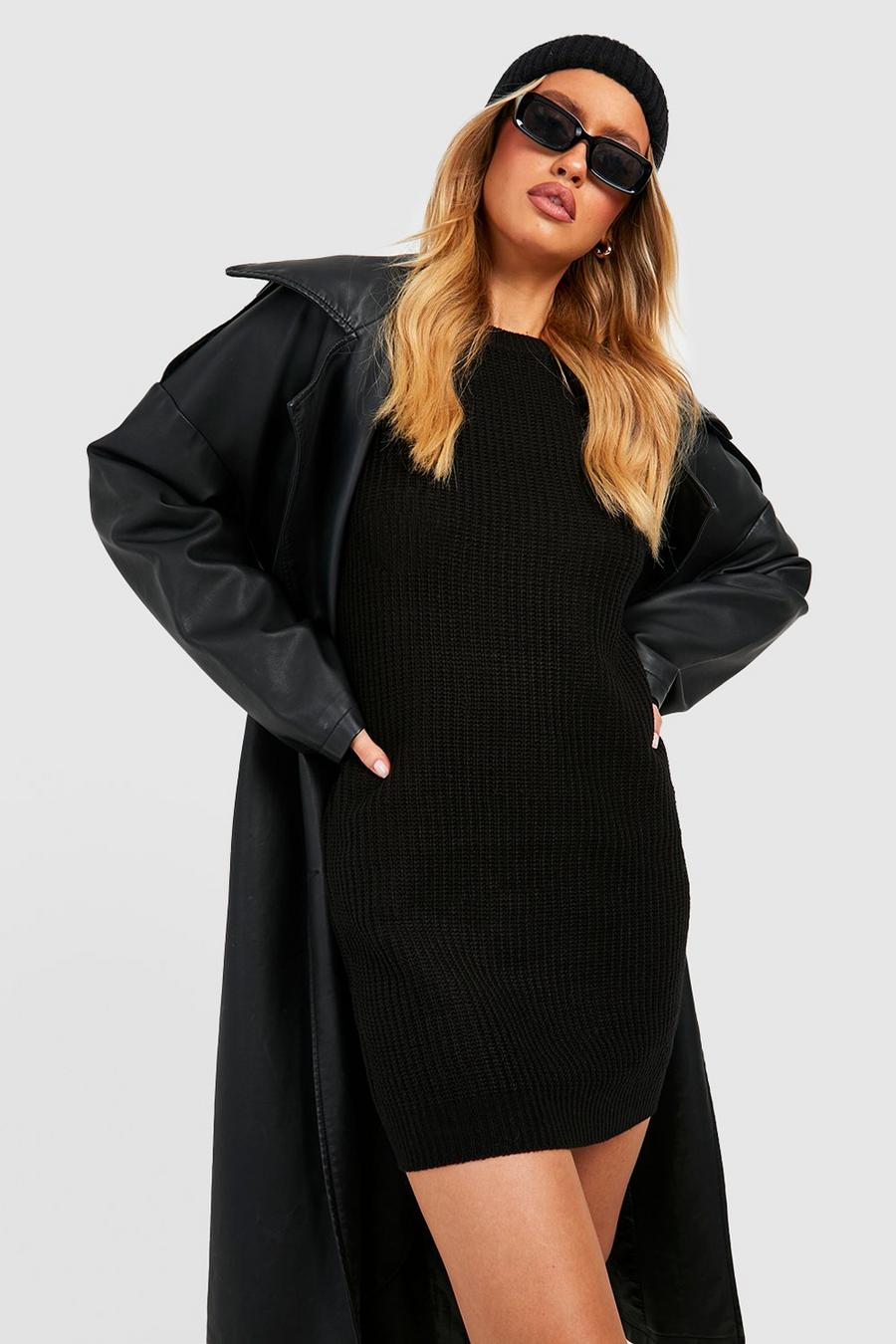 Black Tall Crew Neck Sweater Dress image number 1