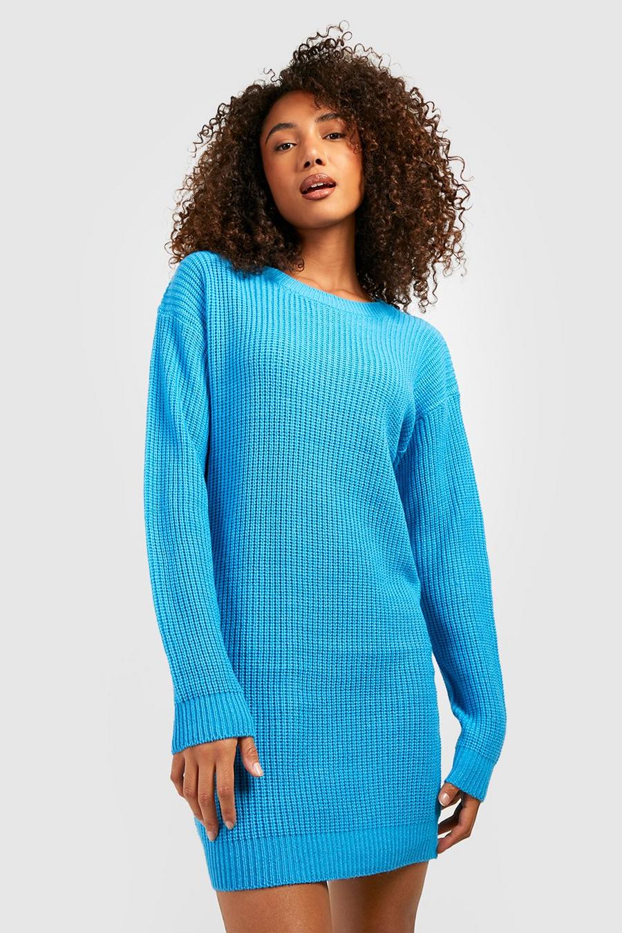 Turquoise Tall Crew Neck Jumper Dress image number 1