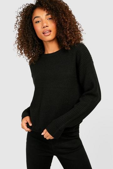 Tall Crew Neck Knitted Sweater black