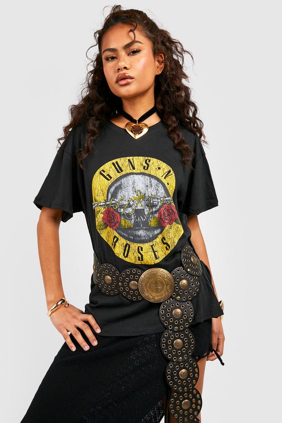 Black Guns N Roses Oversized Band T-Shirt image number 1