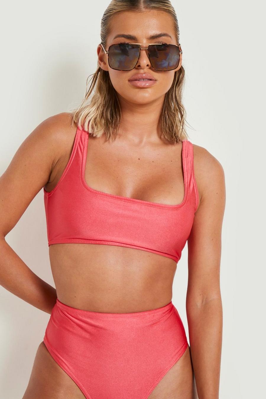 Pink Mixa & Matcha bikiniöverdel med låg urringning image number 1