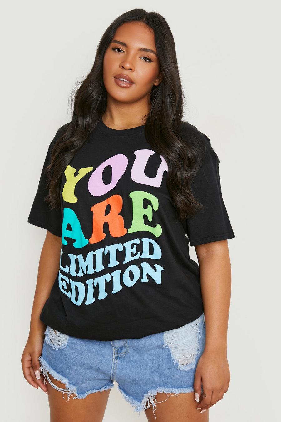 Black Plus You Are Printed T-shirt 