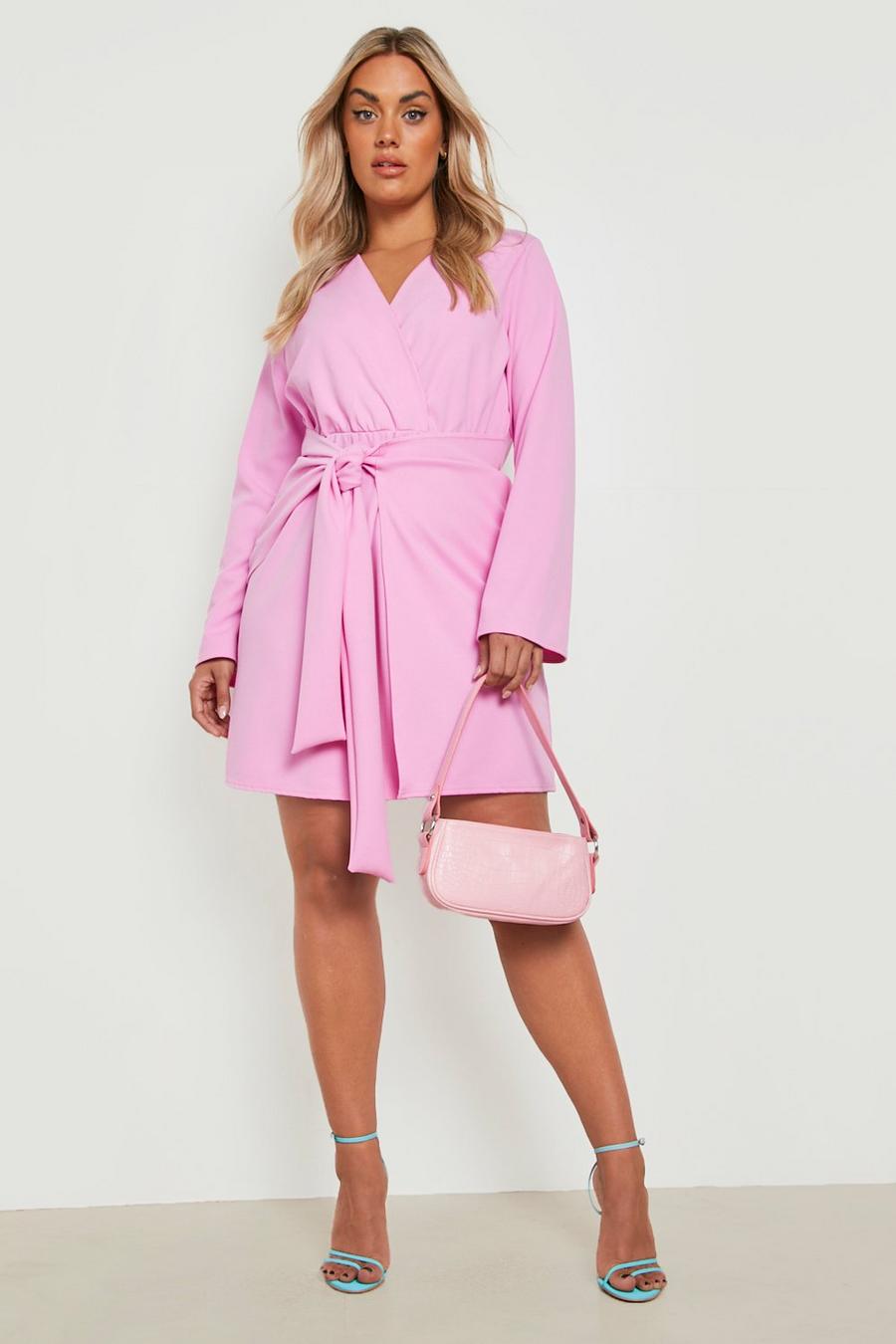 Grande taille - Robe portefeuille courte, Pink image number 1