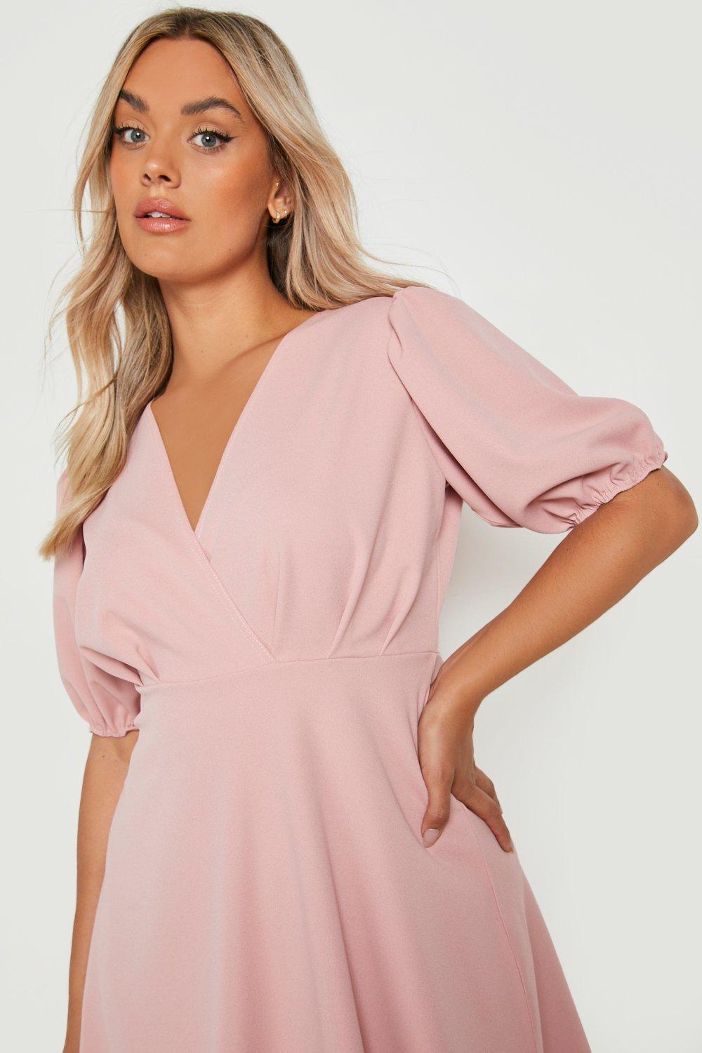 Boohoo pink 2025 skater dress