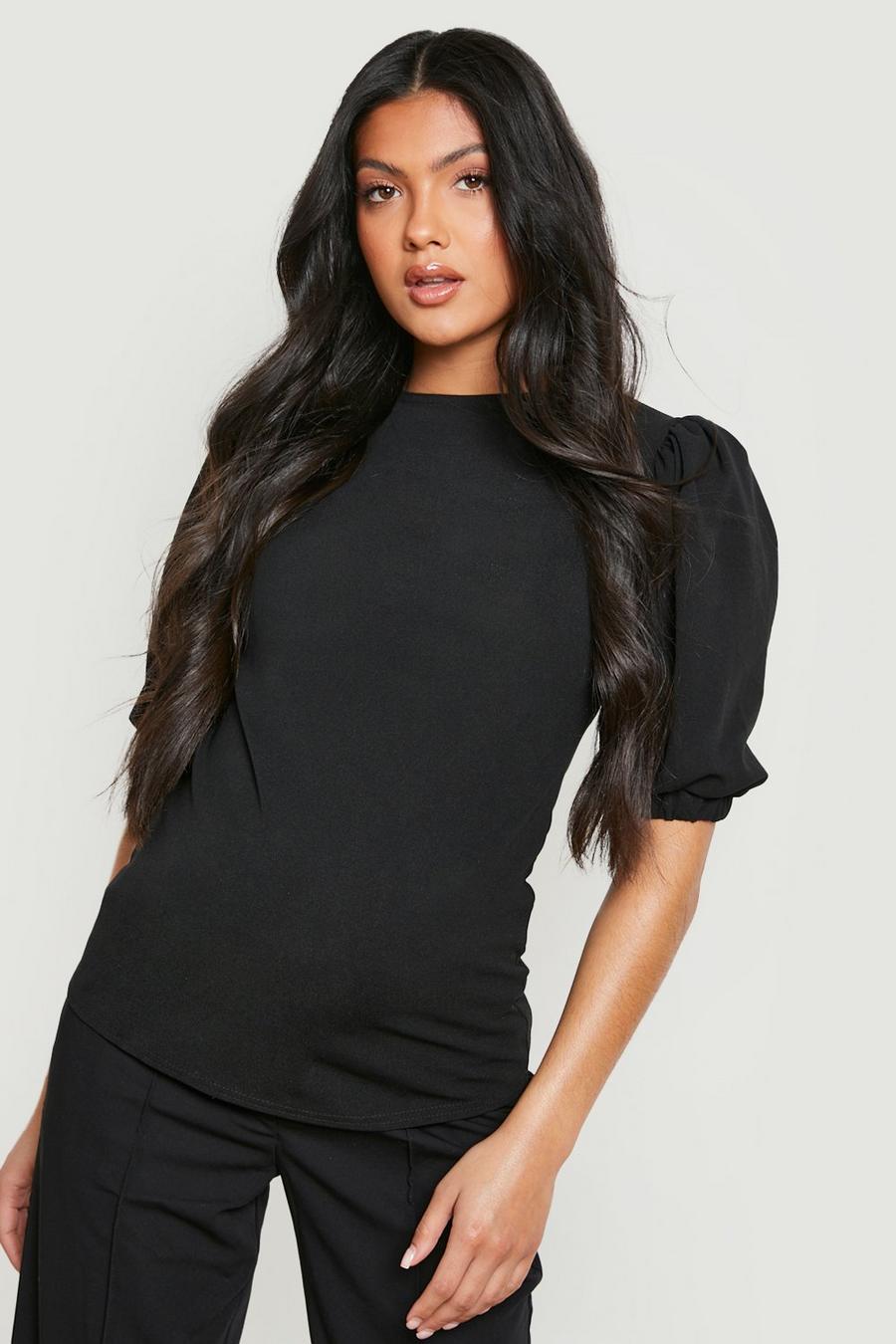 Black Maternity Puff Sleeve T-shirt image number 1