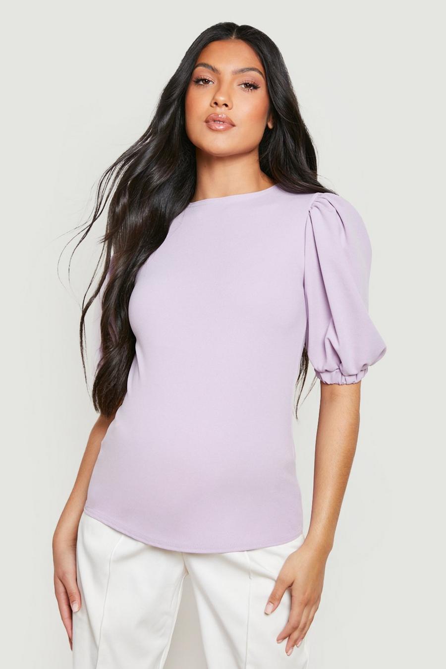 Lilac purple Maternity Puff Sleeve T-shirt