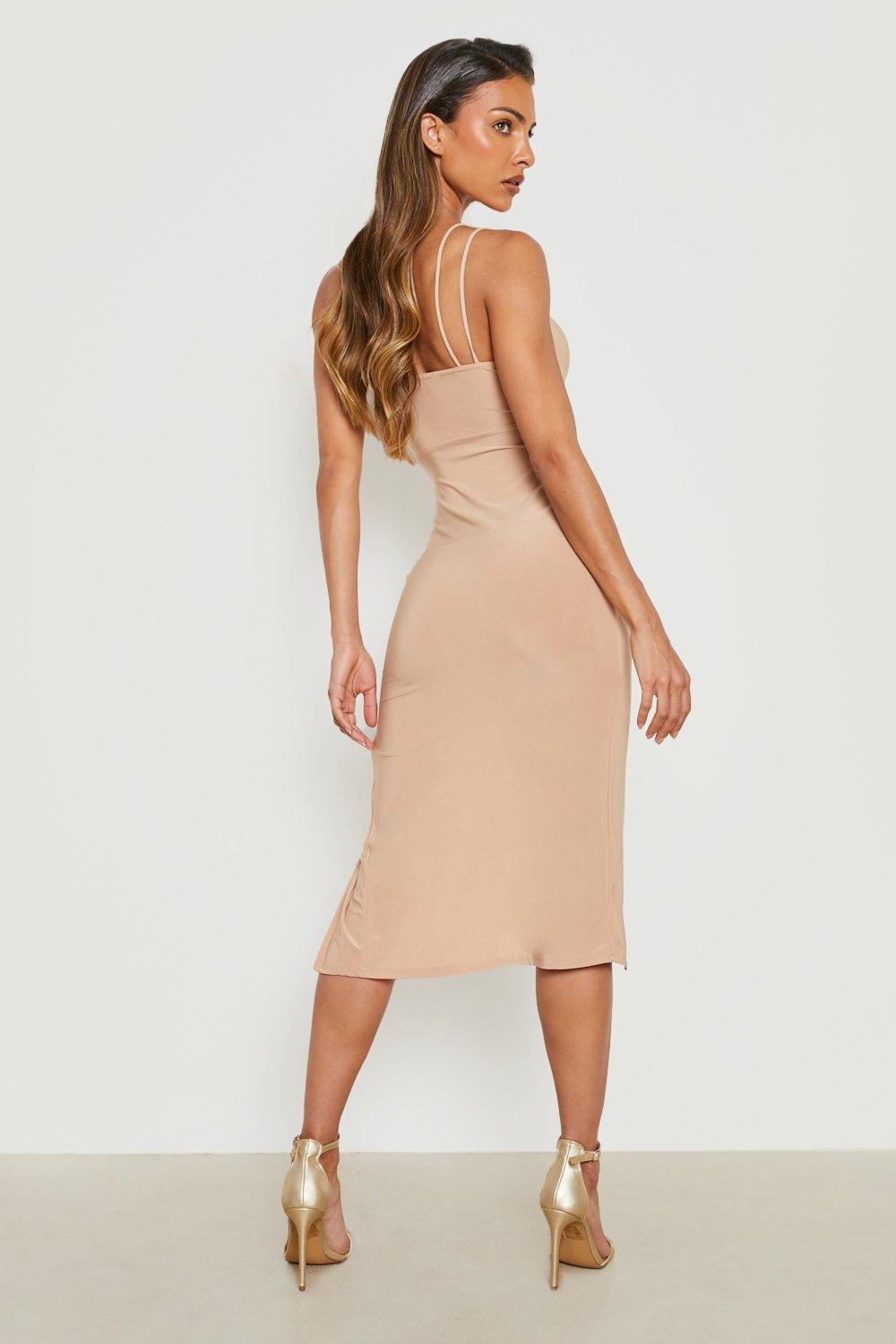 Ruched slinky sale midi dress