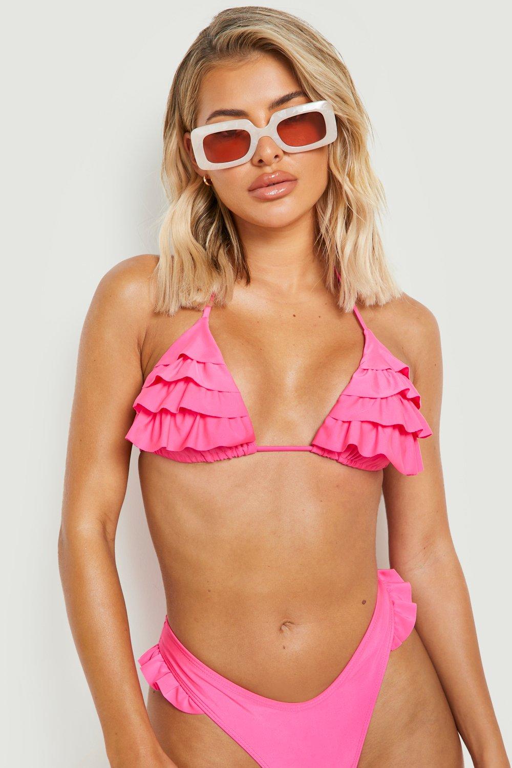 Pink on sale frill bikini