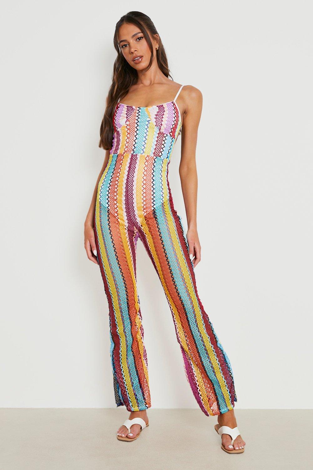 Crochet Strappy Flare Leg Jumpsuit