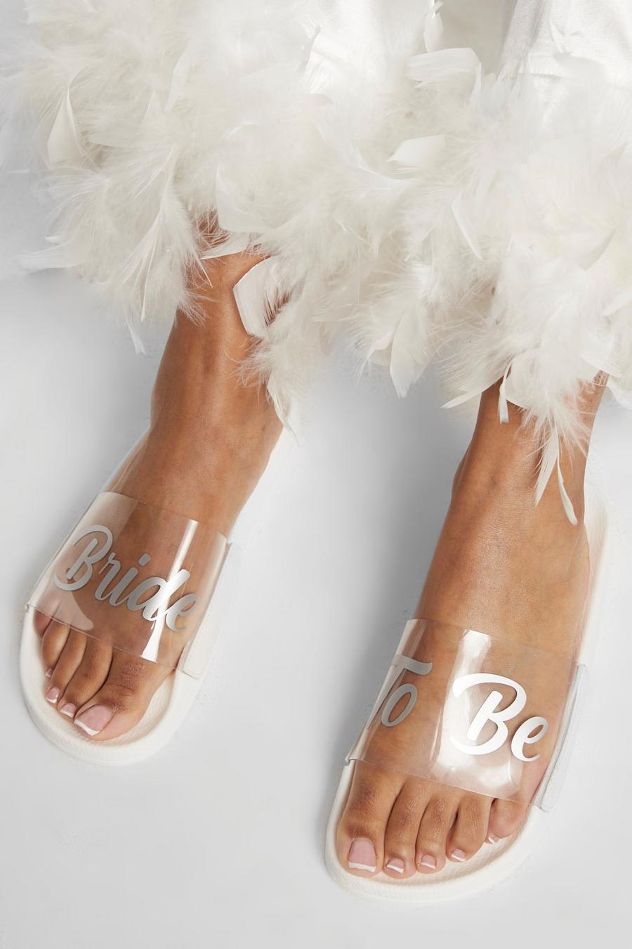 White Brede Transparante Bride To Be Slippers image number 1