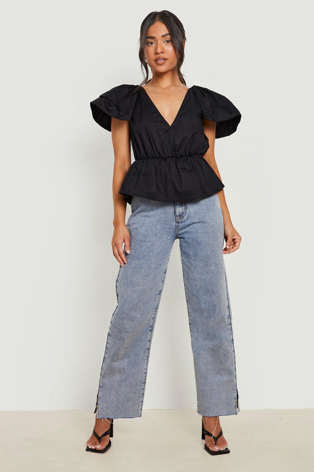 Peplum puff cheap sleeve top