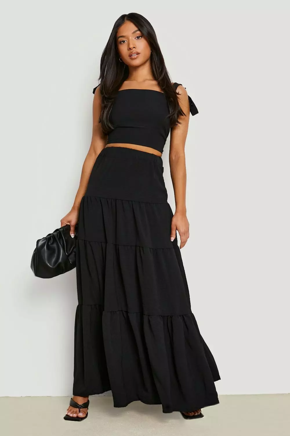 Black maxi shop skirt tiered