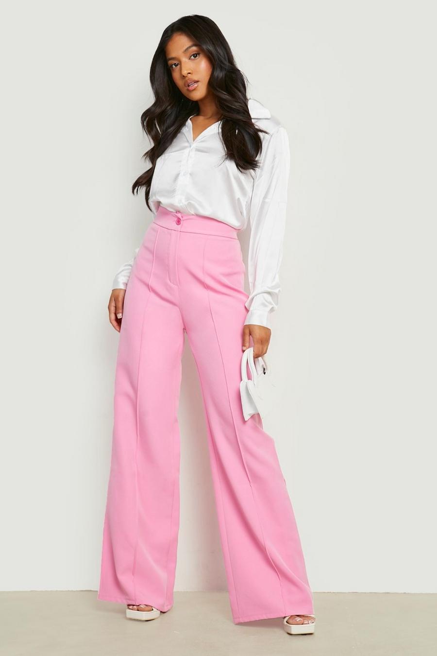 Pale pink Petite Pastel Seam Detail Trouser 