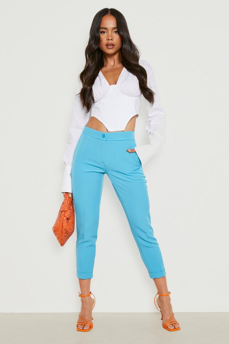 Turquoise Petite Turn Cuff Dress Pants image number 1
