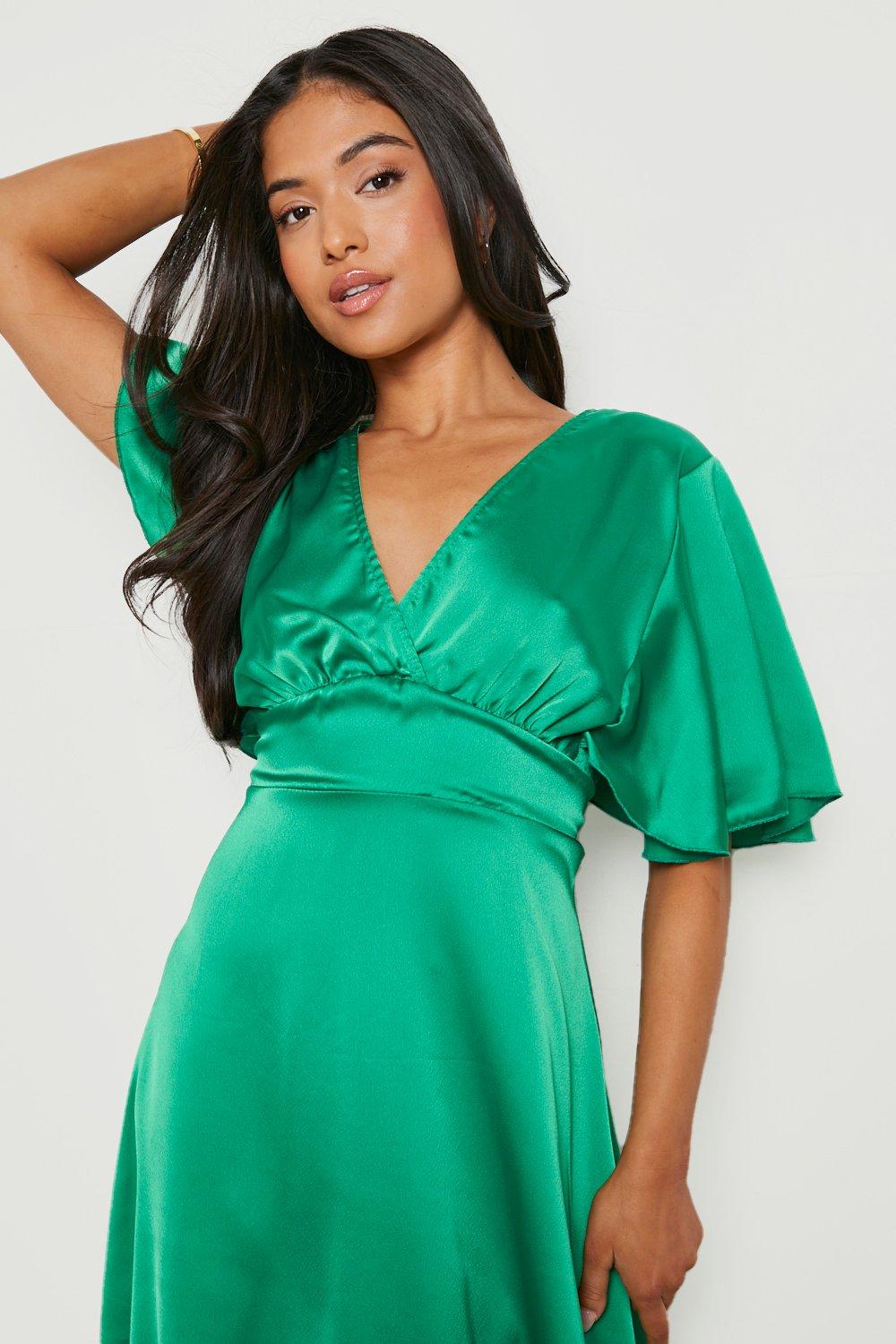 Boohoo green outlet midi dress