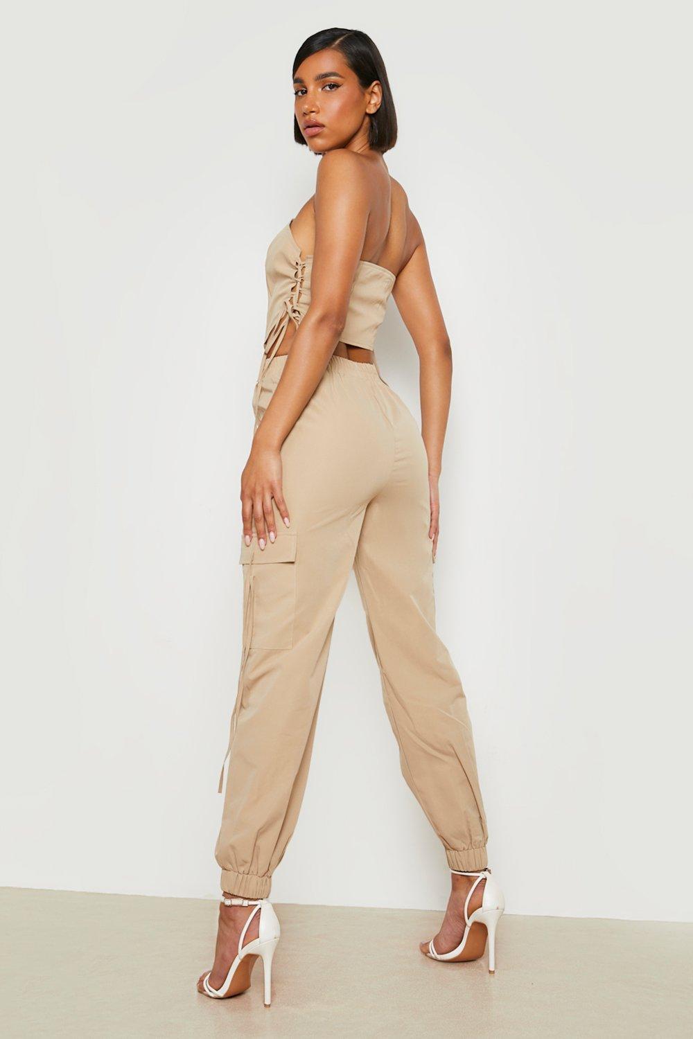 Sand coloured cargo on sale trousers