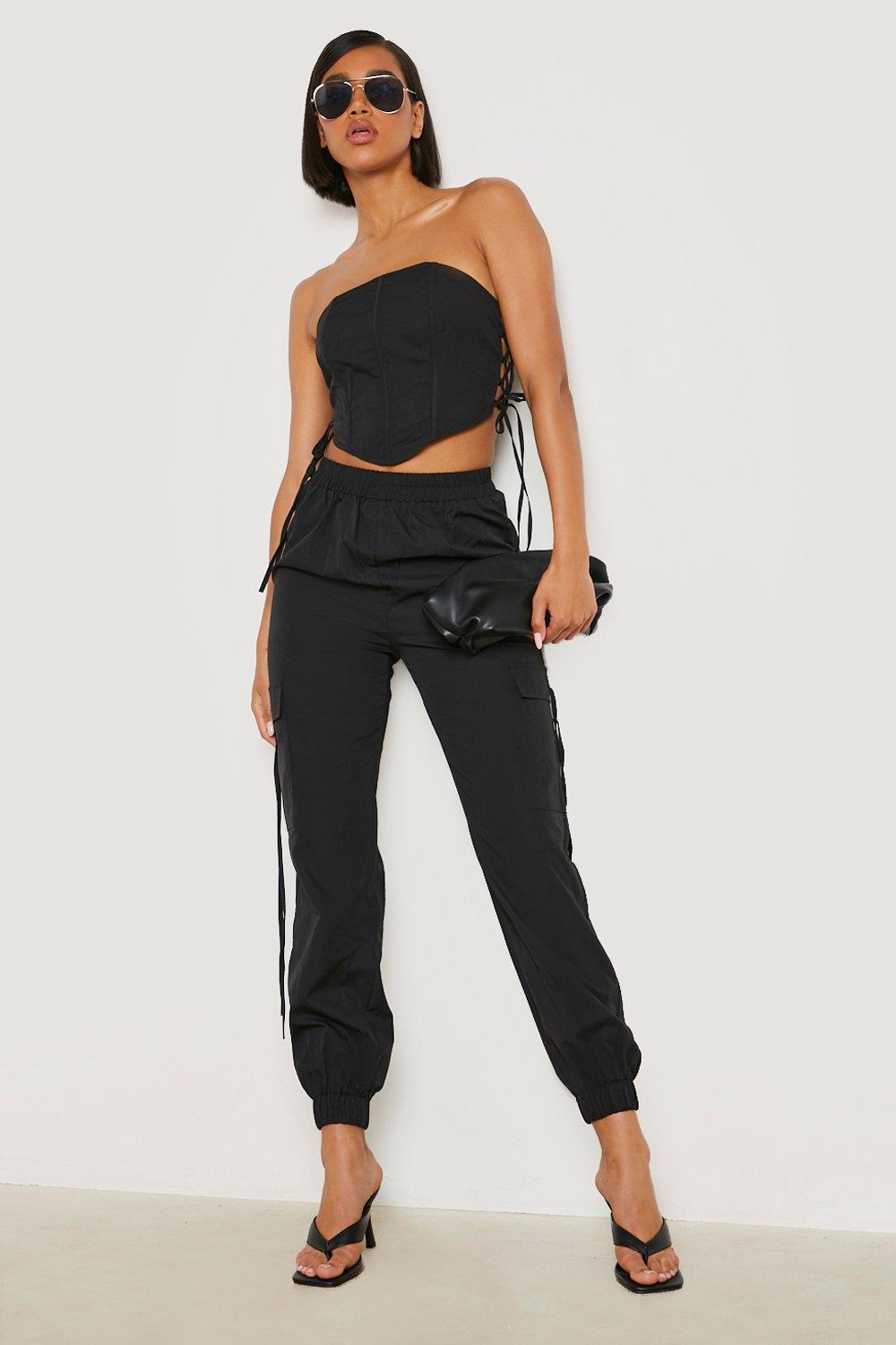 Petite Black Snatched Sculpt Seam Detail Racer Top