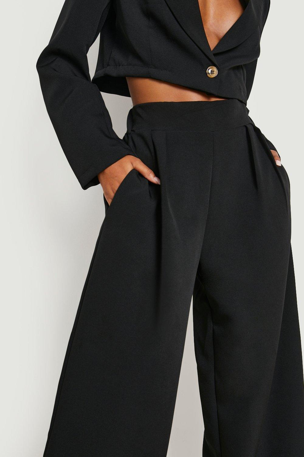 Contrast Waistband Relaxed Fit Dress Pants