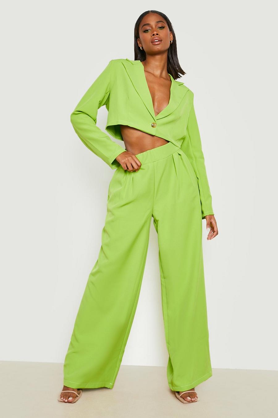 Lime Relaxed Fit Slouchy Wide Leg Trousers image number 1