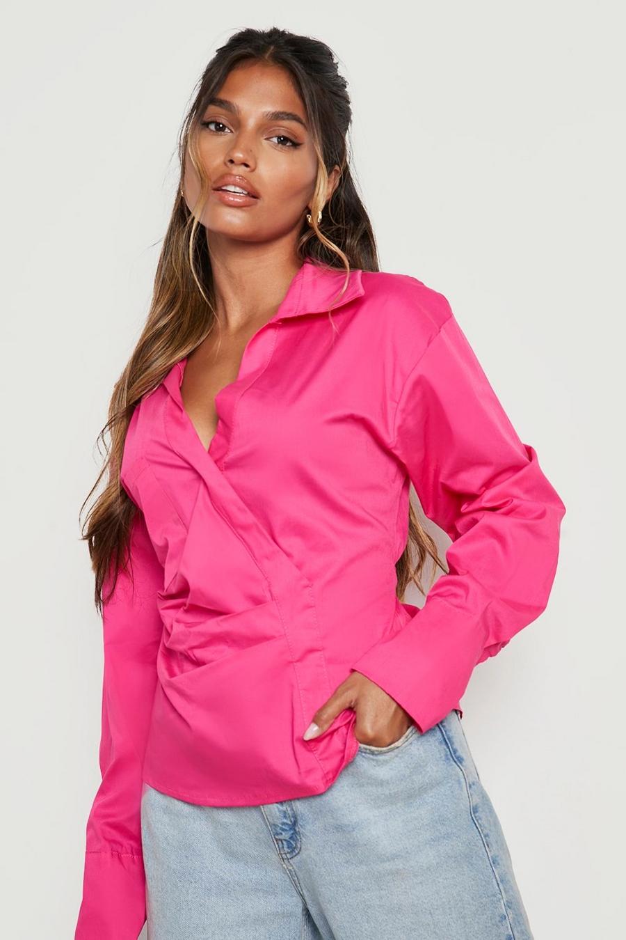 Wickel-Hemd aus Baumwolle mit Taschen-Detail, Pink image number 1