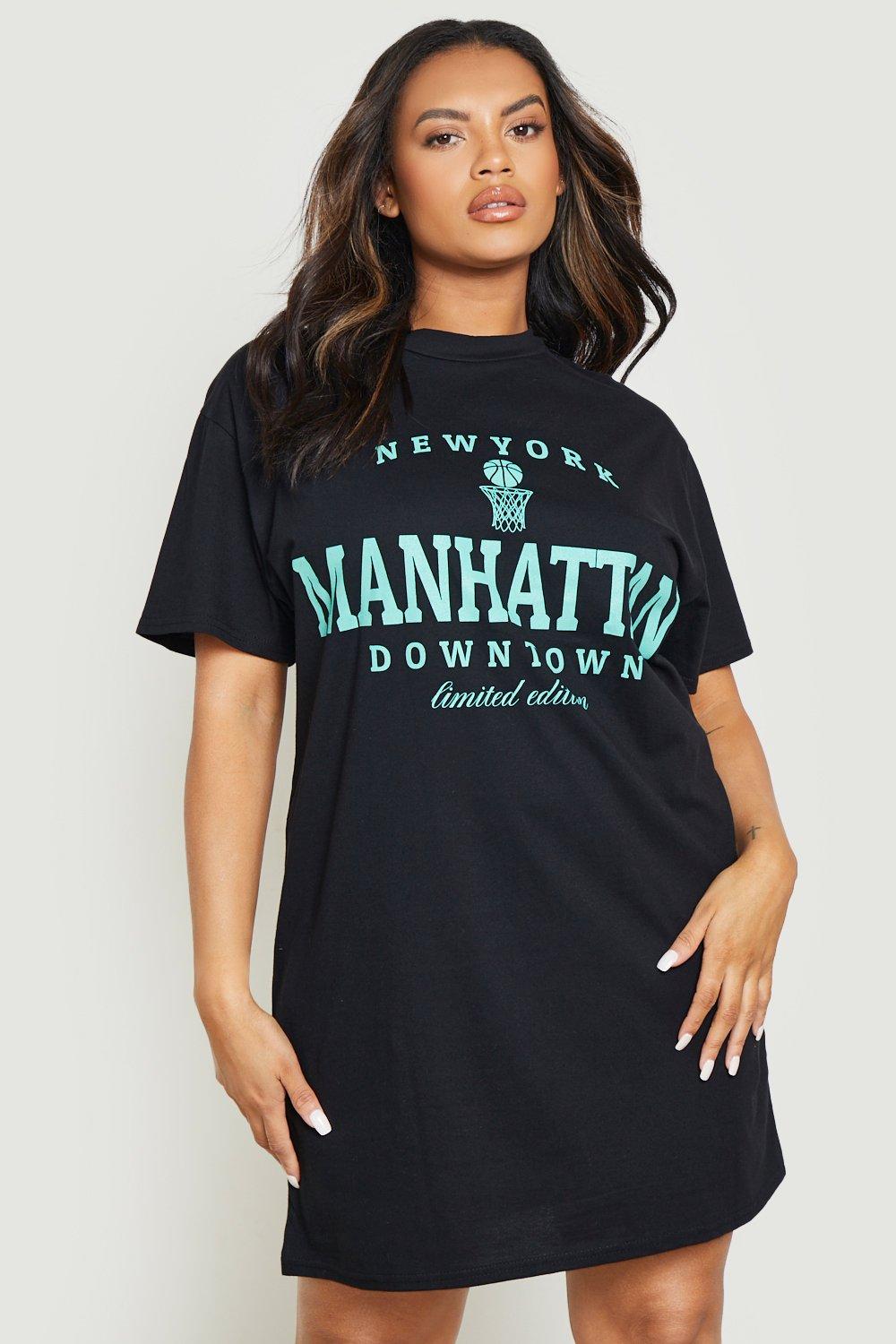 Black New York Slogan Oversized T-Shirt