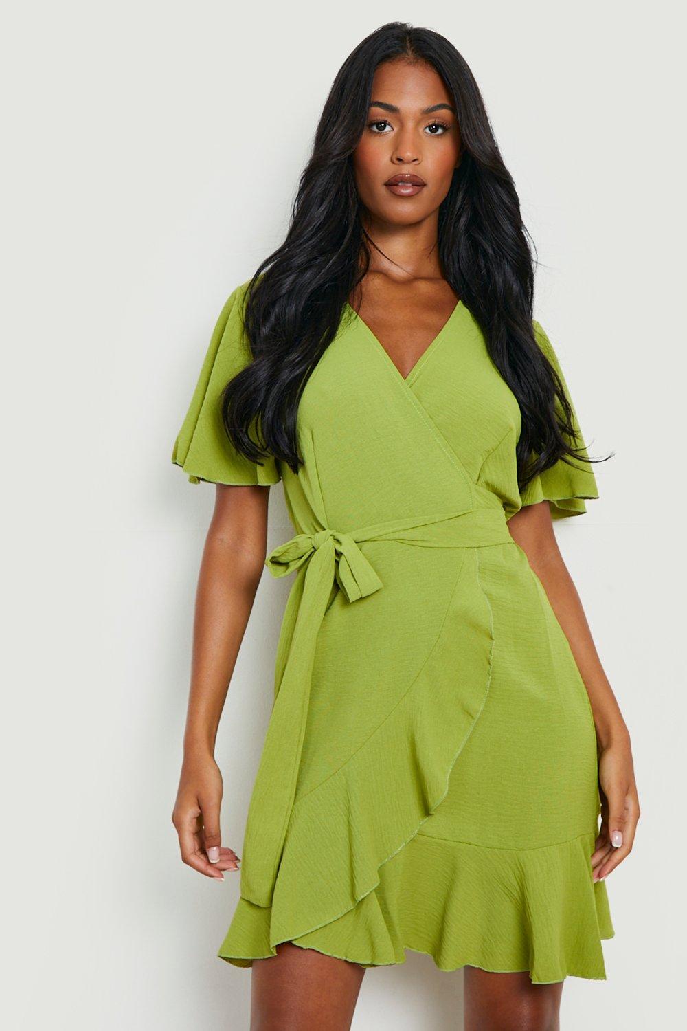 Ruffle wrap hot sale dress mini