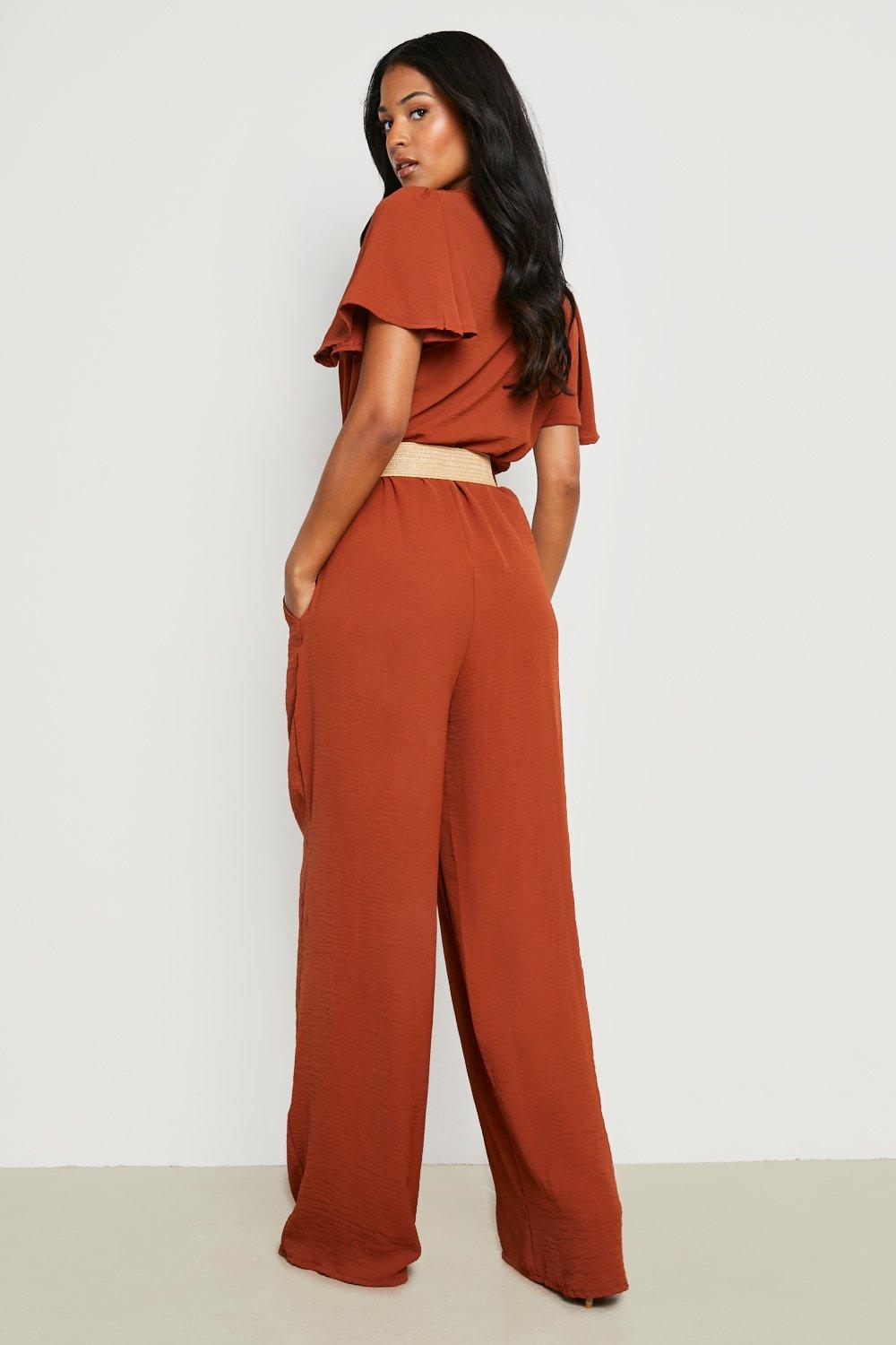 Tall Belted Angel Sleeve Jumpsuit