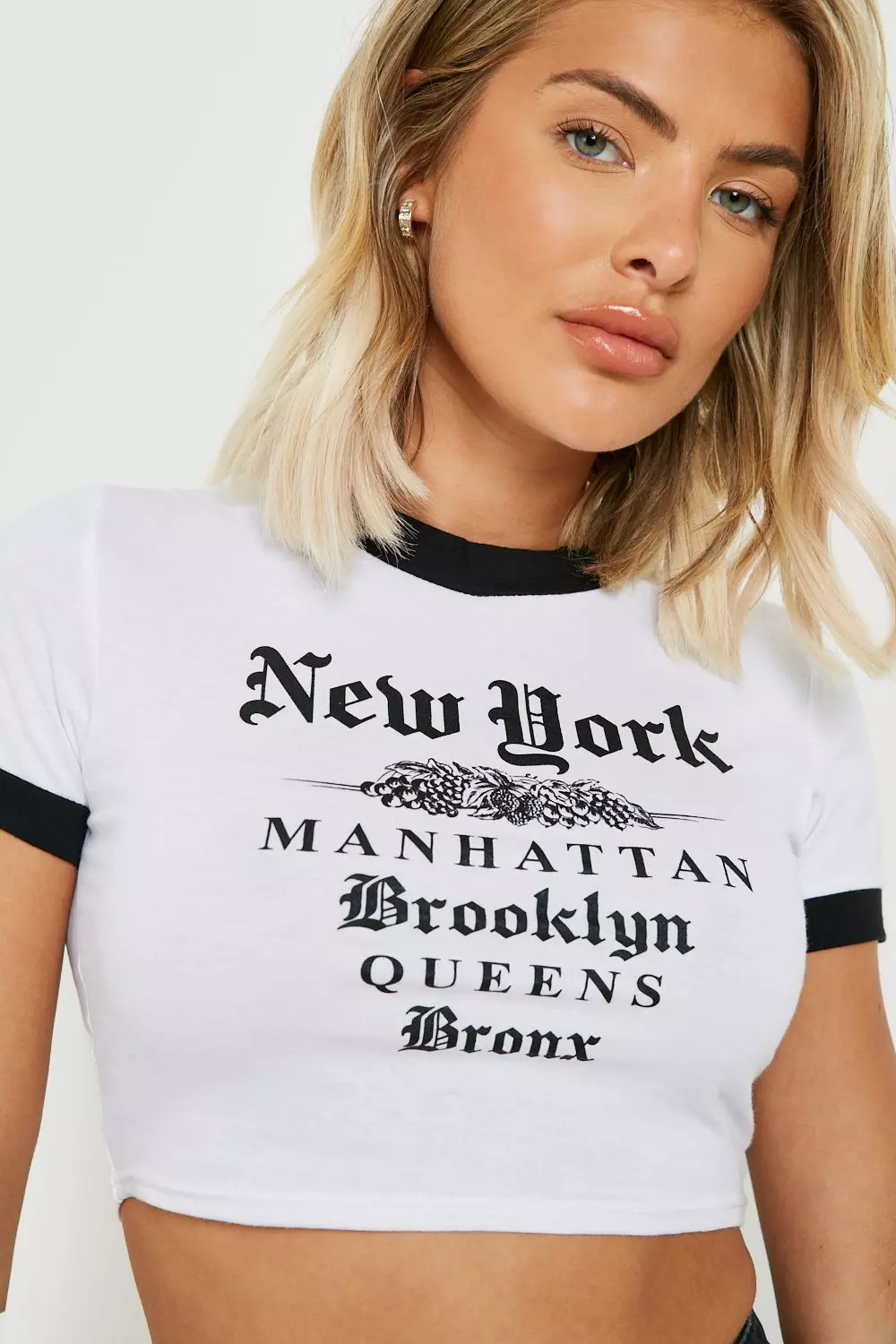 New York Printed Ringer Crop T-shirt