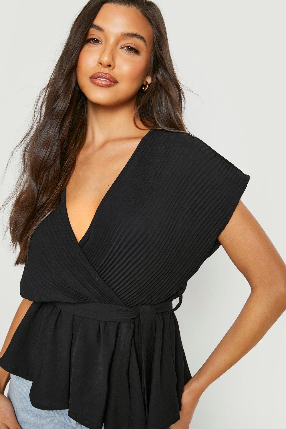 Peplum pleated top sales