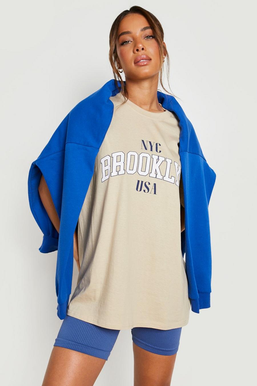 T-shirt oversize à imprimé Brooklyn, Sand beige image number 1