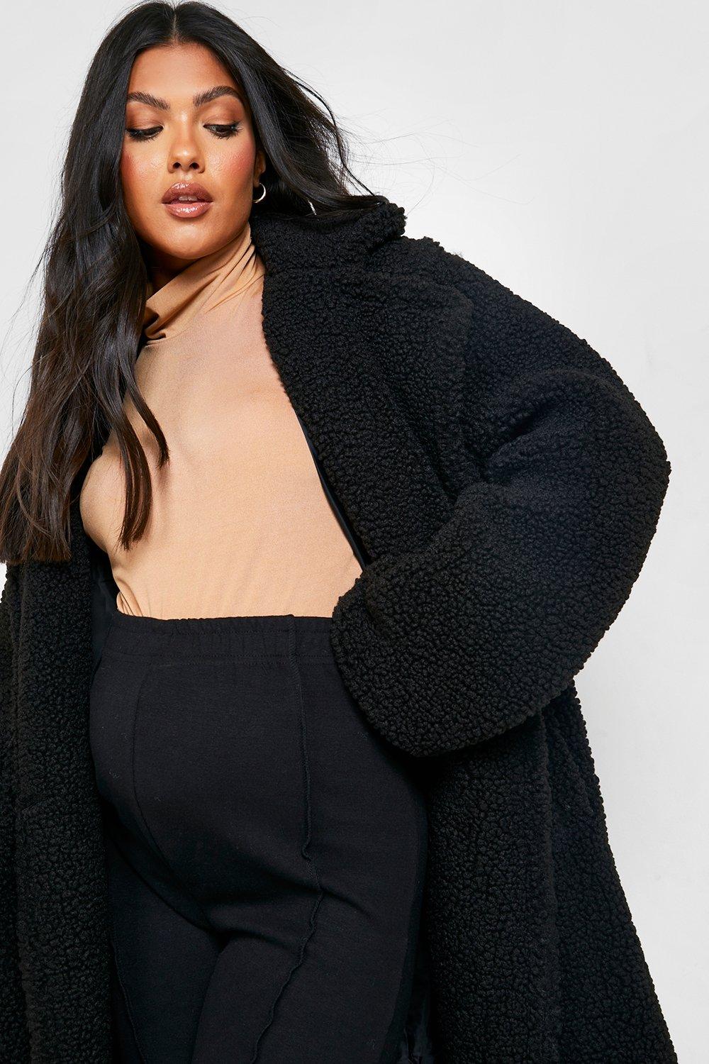 Boohoo black fur clearance jacket