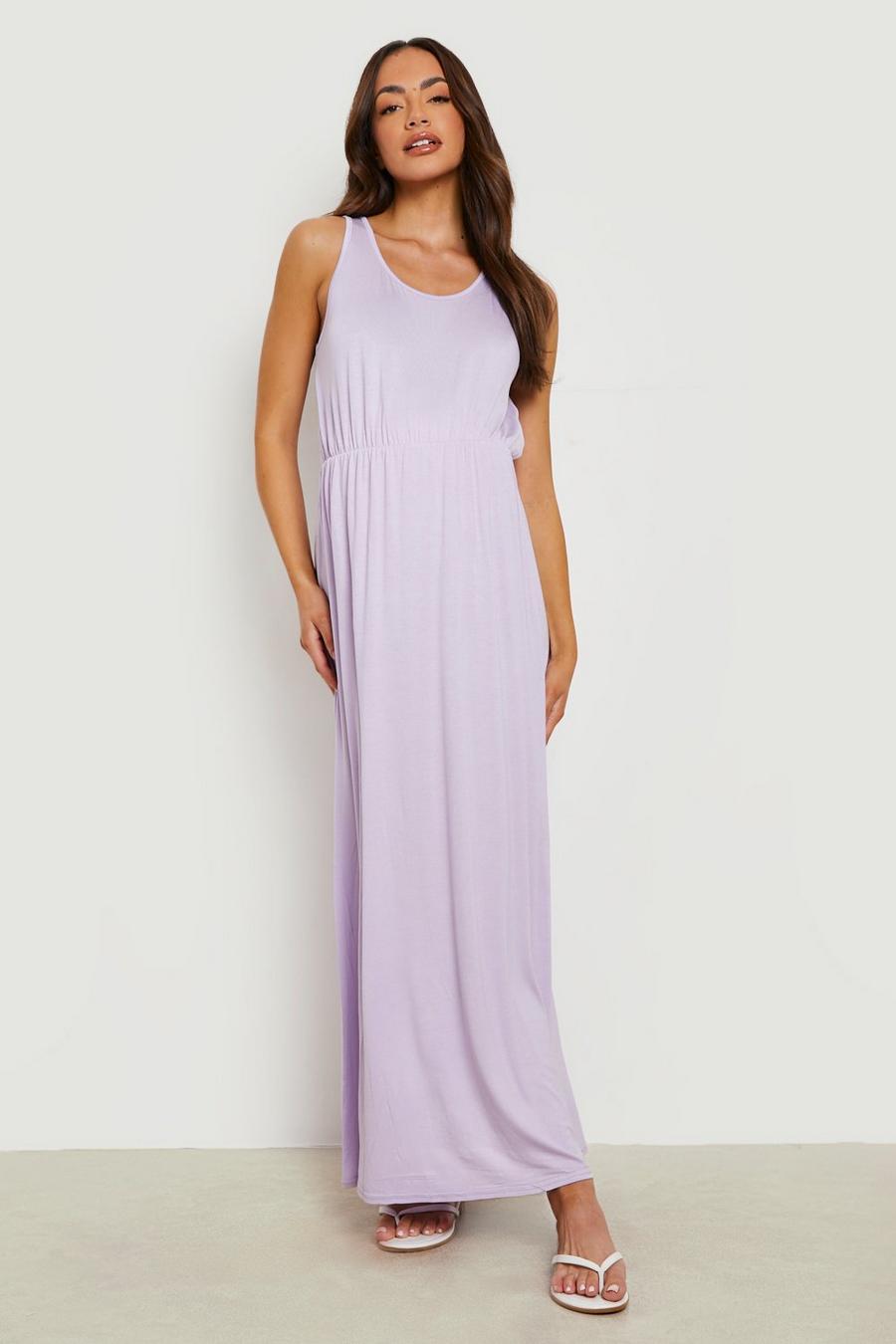 Lilac Maternity Racer Neck Maxi Dress image number 1