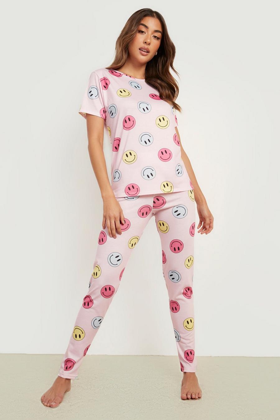 Happy Face Pyjama Leggings-Set, Pink image number 1