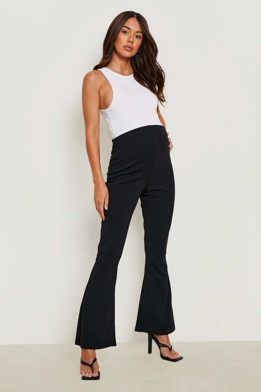 Black Maternity Tailored Flare Trousers image number 1