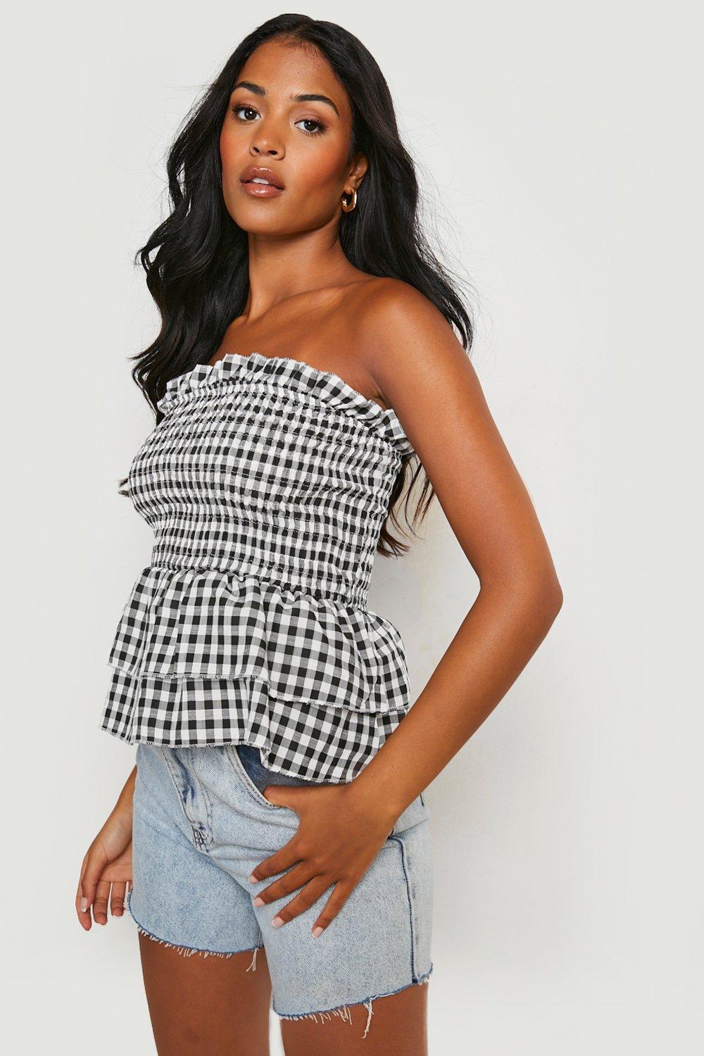 Checkered 2025 strapless top