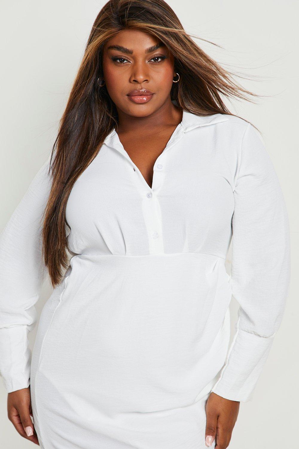 Boohoo shirt hot sale dress white