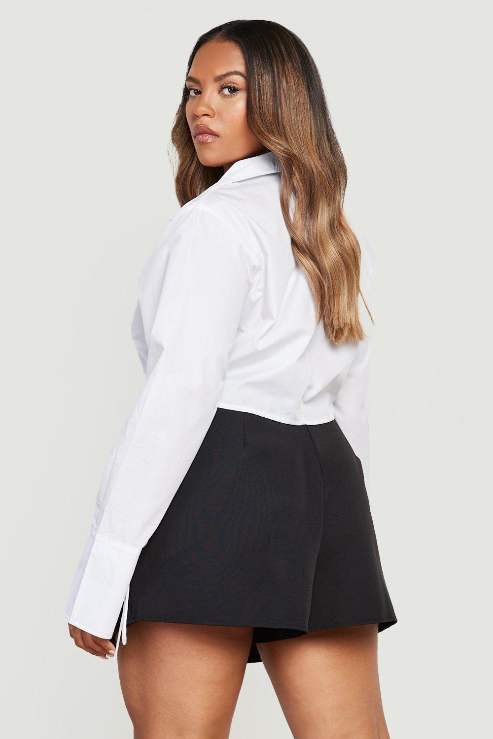 Black Pleated Tailored Skort