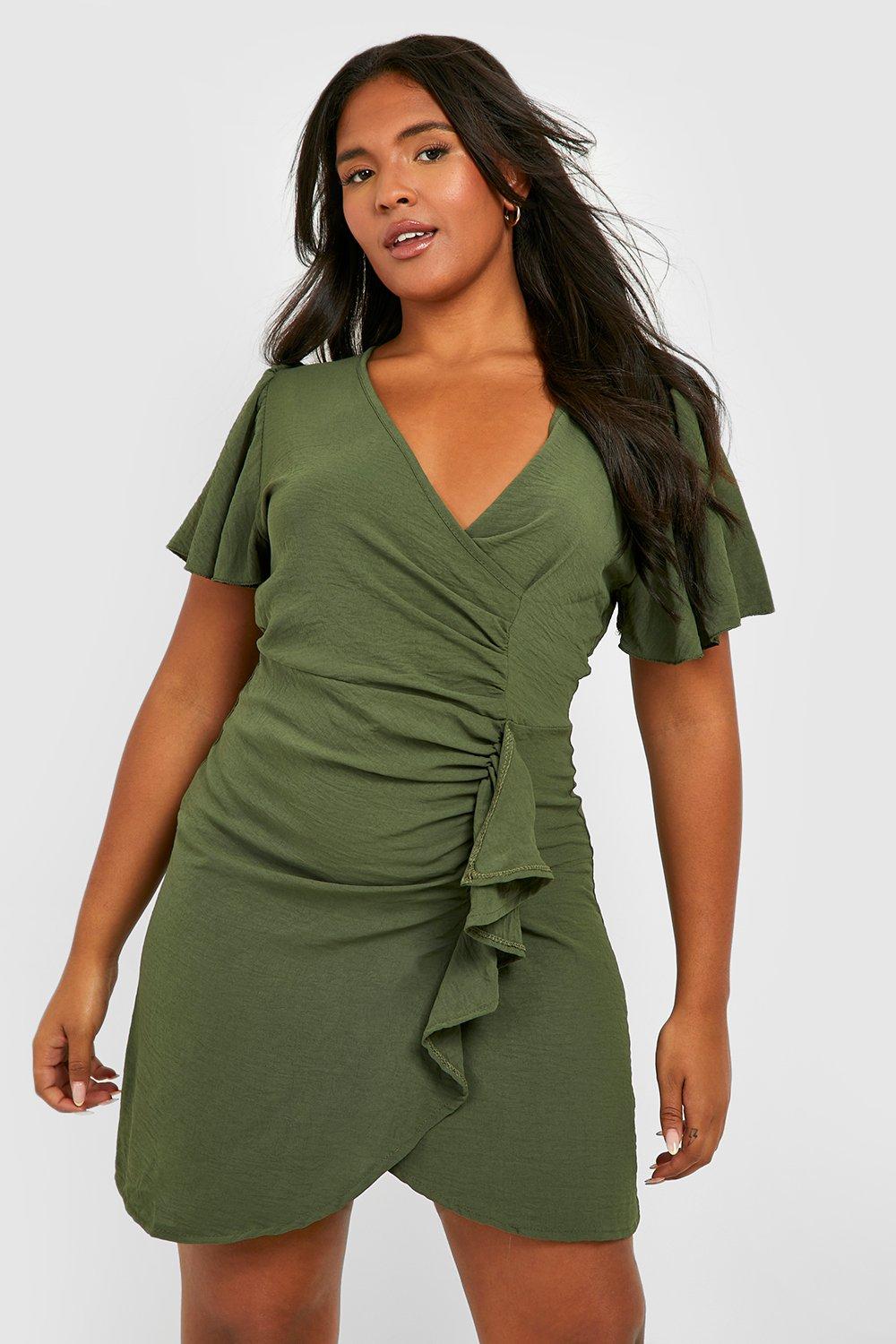 Boohoo angel sleeve outlet ruched mini dress