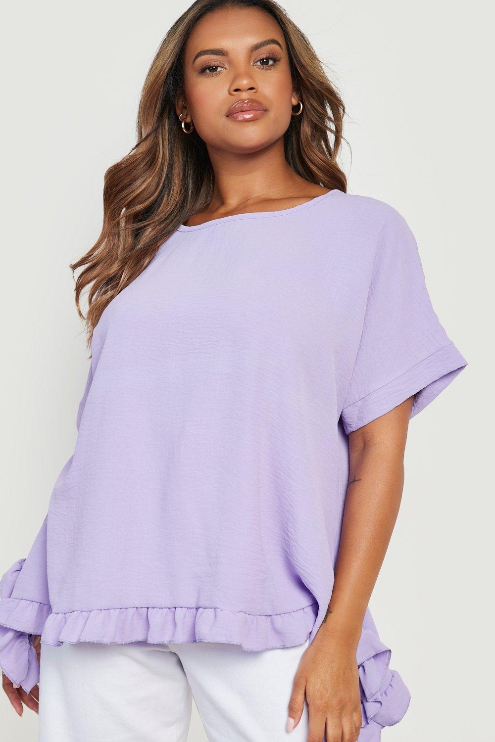 Plus Woven Textured Frill Oversized Blouse | boohoo